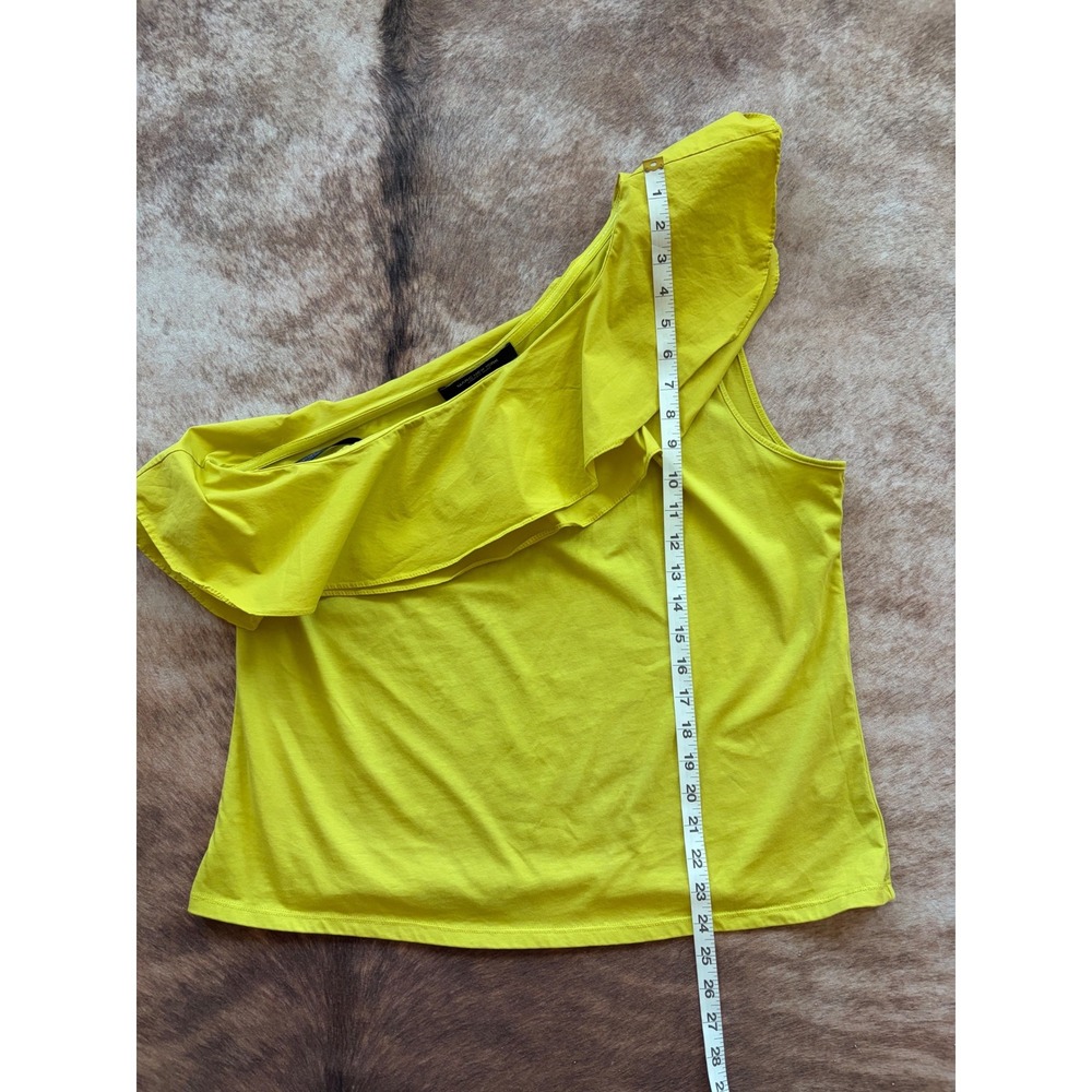 Marc New York Andrew Marc One Shoulder Ruffle Top Lime Yellow XL M4MKB419 - Picture 7 of 7